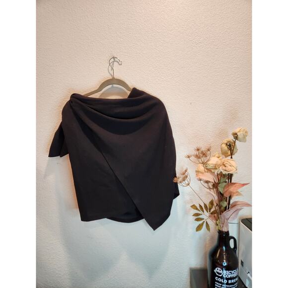 Who What Wear Black Asymmetrical Wrap Skirt with Zipper Detail - Size 14 - Picture 2 of 4